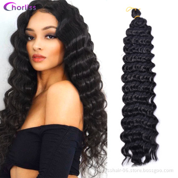 Hot Sale Natural Black 22/28inch Loose Deep Water Wave Bundles Ombre Synthetic Braiding Hair Crochet Braids Hair Extensions